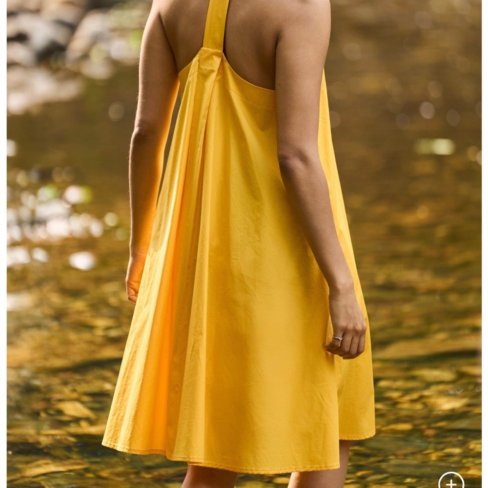 Sleeveless Mustard Yellow Button-Front Mini Dress - Picture 2 of 7